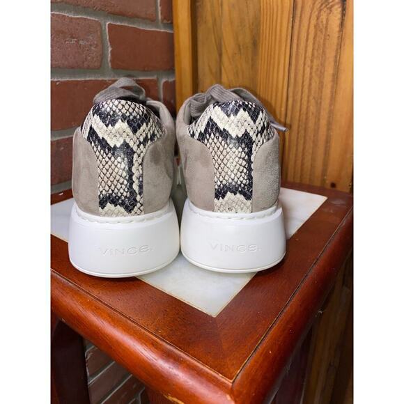 VINCE Brown Suede Platform Sneakers via SNAKESKIN HEEL Size 9.5 $280 retail - Picture 4 of 6